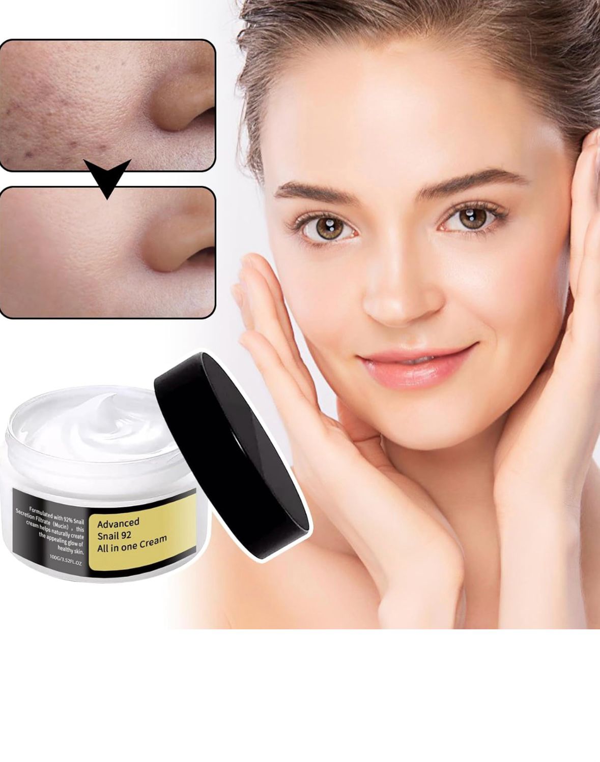 CREMA DE BABA CARACOL AL 92% - HIDRATA, REPARA, CICATRIZA, REGENERA, CON ALANTOÍNA, ACIDO GLICOLICO, COLAGENO Y ELASTINA🐌